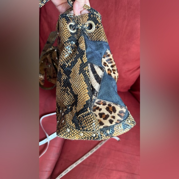 Clever Carriage Co Two sided shoulder bag snakeskin/patchwork unique - Picture 7 of 9